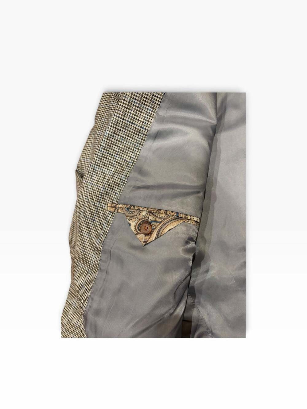 Ralph Ralph Lauren Wool Silk Checked Paisley Brown Gray Suit Jacket Blazer - Picture 4 of 7